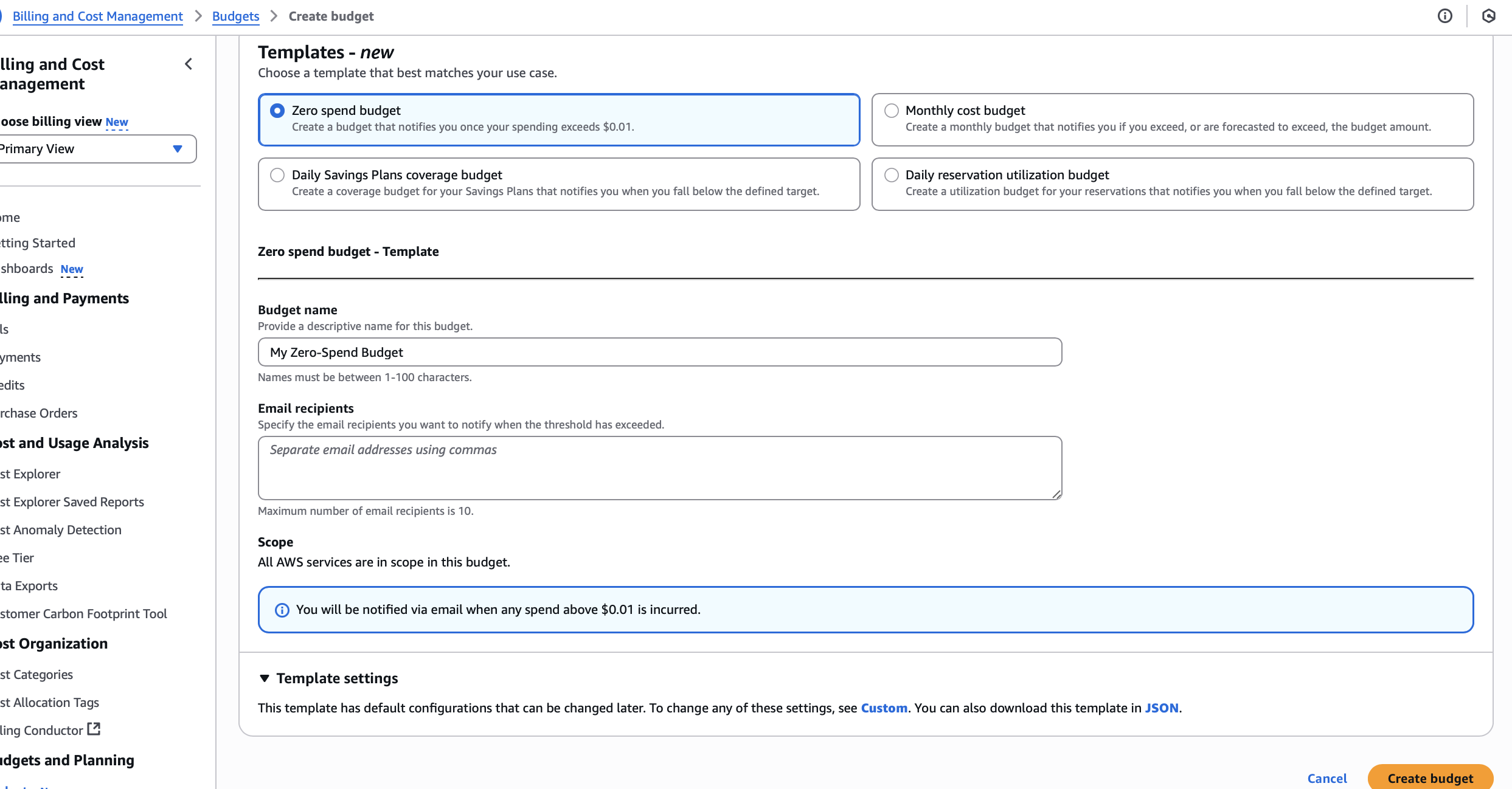 billing alert setup
