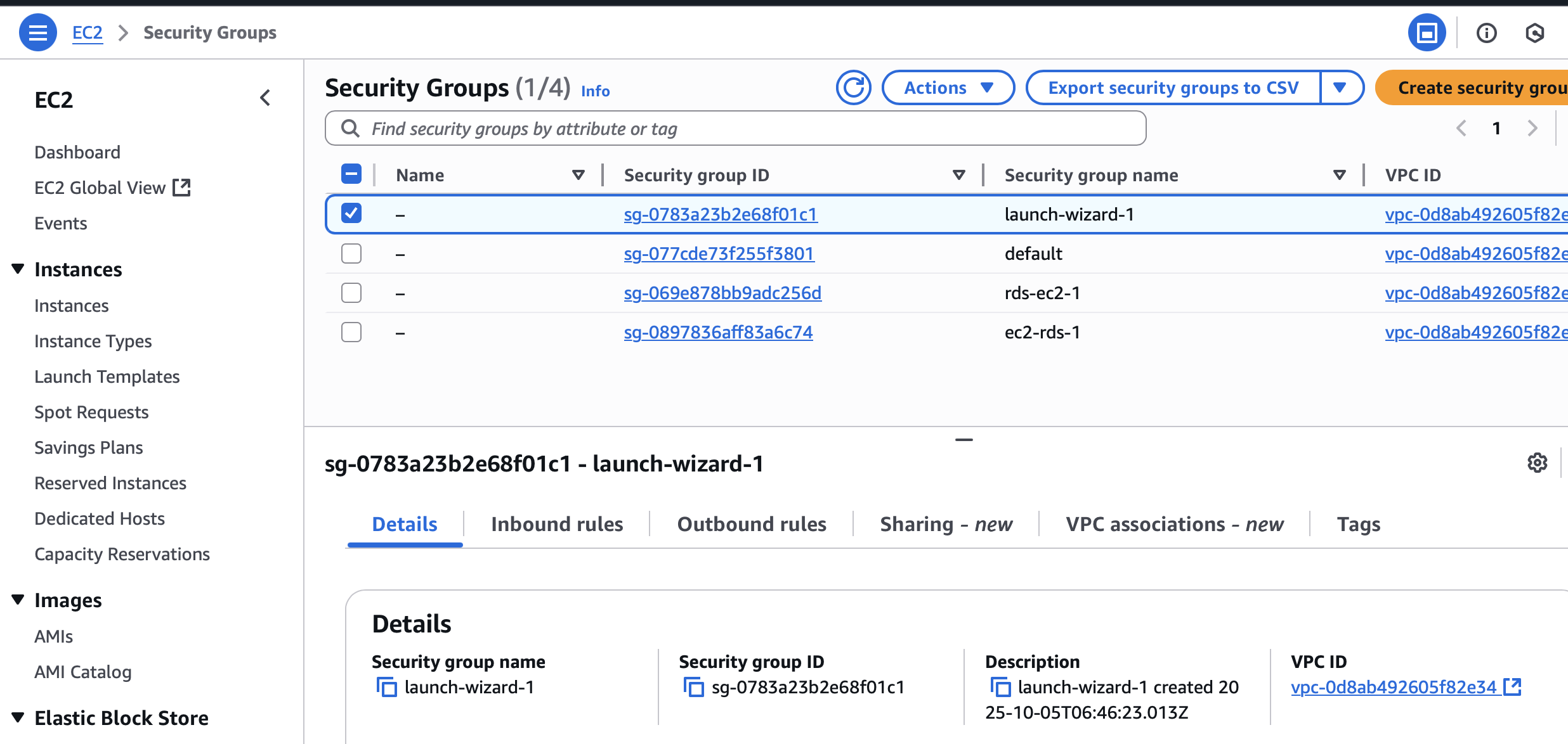 delete security group